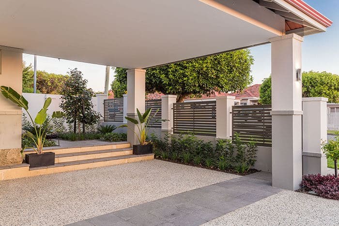 New and modern carport with cement rendering