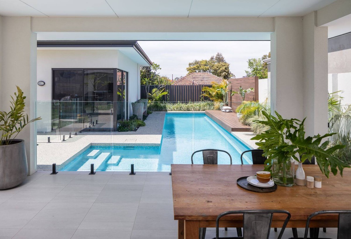 Outdoor entertainment and pool area