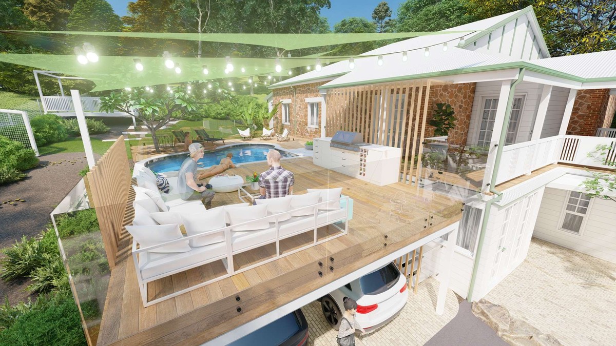 Level view of a Darlington landscaping design